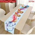 Festive Mexican carnival theme table runner featuring vibrant feather and mask print designs - 33*91cm / Rainbow
