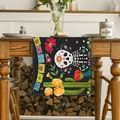 Linnen tafelloper Dag van de Doden met kleurrijk suikerschedel- en bloemenpatroon - Dag van de Doden Thema Kleurrijke Stijl (zq-127) / 33x90cm