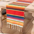 Handgewebter mexikanischer Regenbogen Serape Tischläufer mit Fransen für Partys - Neu Rot