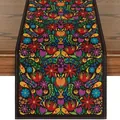 Vibrant Mexican floral table runner for Day of the Dead and Halloween home decor. - Mexican Style Floral Print (WSJZQ-11) / 180x35cm