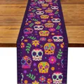 Colorful Mexican sugar skull table runner for Day of the Dead and Halloween decor - Mexican Style Skull Print (WSJZQ-20) / 180x35cm