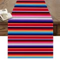Mexikanischer bunt gestreifter Tischläufer aus Leinen für festliche Dekorationen - 33x183cm / Rote Streifen (Stil 1)