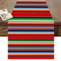 Mexikanischer bunter gestreifter Tischläufer mit lebhaftem Serape-Muster für Deko. - 33x183cm / Orange-Rote Streifen (Stil 3)