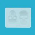 Light blue Halloween skull silicone mold with dual head designs for DIY cake decor - Skull (50-1734-D) / White