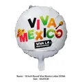 Detail of round foil balloon with Viva Mexico print for carnival party decoration - Mexican Letters E0366 / 18 Inch Round Shape
