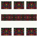 Runner da tavola e set di 6 tovagliette con motivi floreali messicani - Stile 2 (Fiore Rosso Foglia Verde Folk) / Set da 5 pezzi (1 runner + 4 tovagliette)