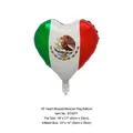 Heart-shaped Mexican flag aluminum foil balloon with detailed dimensions and product SKU - Heart Shape Mexican Flag