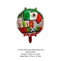 18-inch round Mexican flag foil balloon featuring Viva Mexico design for party decor - Round Red Green Striped Flag