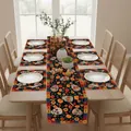 Day of the Dead Mexican skull print table runner and placemats set for home decor - Style 5 (Day of the Dead Colorful Skull) / 5 Pieces Set (1 Runner + 4 Mats)