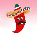 Detailed view of red chili pepper balloon with sombrero for Mexican Fiesta party decoration - Sombrero Chili
