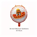 18-inch round foil balloon with Mexican sombrero design for fiesta party decoration. - Sombrero Round Balloon Style