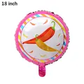 Detail view of 18 inch Mexican holiday foil balloon with chili pepper print - Chili