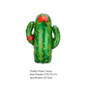 Vue détaillée d'un ballon cactus en aluminium vert avec fleurs rouges pour fête mexicaine - Cactus Vert Foncé