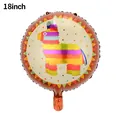 Detailed view of 18-inch round foil balloon with colorful Mexican Pinata design - 18-inch Mexican Round - Llama / 50 Pieces