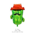 Vue détaillée d'un ballon en aluminium cactus mexicain avec chapeau et moustache taille - M. Cactus avec Chapeau