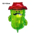 Close-up detail of Mexican carnival cactus foil balloon with sombrero, size 82x63cm - Cactus Gentleman with Hat
