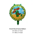 Detailed view of 18-inch Mexican theme round foil balloon with cartoon cactus playing guitar - Round Guitar Cactus Desert