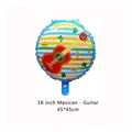 Ballon en aluminium fiesta mexicaine ronde de 18 pouces avec guitare et cactus - Style de Ballon Rond Guitare / 18 Pouces