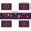 Mexican floral table runner and 4 placemats set, runner dimensions 72 x 18 inches - Style 11 (Deep Purple Folk) / 5 Pieces Set (1 Runner + 4 Mats)