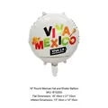 18-inch Viva Mexico round foil balloon featuring flat and inflated size specifications - Round Viva Mexico Festival