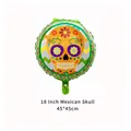 18-inch Mexican sugar skull foil balloon for Day of the Dead fiesta party decorations - Skull Round Balloon Style