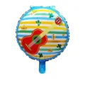 Round Mexican fiesta theme foil balloon with guitar cactus and sombrero patterns - Guitar Cactus Style (18寸--3)