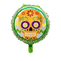 Round Mexican sugar skull foil balloon for Day of the Dead and carnival party decoration - Sugar Skull Style (18寸--4)