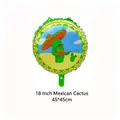18-inch round Mexican Fiesta balloon featuring a cactus with a sombrero and guitar. - Cactus Round Balloon Style