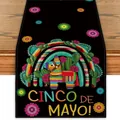 Mexican Cinco de Mayo table runner featuring colorful piñata and rainbow floral design - Colorful Pinata Donkey (Style 14) / 33*183cm