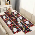 Mexican Halloween table runner and placemats set with colorful floral print - Style 16 (Mexican Halloween Colorful Flower Bird) / 5 Pieces Set (1 Runner + 4 Mats)