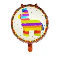 Round Mexican fiesta foil balloon featuring a colorful piñata design for celebration - Colorful Piñata Style (18寸--9)