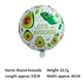 Round Mexican fiesta theme foil balloon featuring a cute cartoon avocado print design - Round Avocado