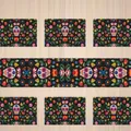 Mexican Day of the Dead sugar skull floral print table runner and placemat set for dining - Style 18 (Day of the Dead Black Sugar Skull) / 5 Pieces Set (1 Runner + 4 Mats)