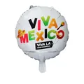 Round white aluminum foil balloon with colorful Viva Mexico and Independence Day graphics - Independence Day Slogan Style (18寸--10)