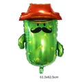 Grand ballon cactus mexicain en aluminium avec sombrero et moustache, 61.5x82.5cm - Monsieur Cactus (DA01) / 61.5x82.5cm