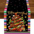 Mexican Christmas table runner with Feliz Navidad and sombrero tree pattern - Christmas Tree Sombrero (Style 20) / 33*183cm