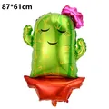 Large green cactus shaped foil balloon with pink flower for Fiesta party decoration, 87x61cm - Cactus Lady