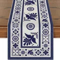 Elegant Mexican style table runner with blue bird and floral print for festive decor - Style 41 / 183x33cm
