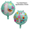 18-inch llama and unicorn themed round aluminum foil balloon for birthday party decoration - Llama Round