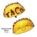 Grote Mexicaanse taco-folieballon met smiley voor feestdecoraties maat 70x60cm - Mexicaanse Taco