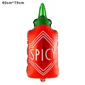 Large red hot sauce bottle shaped foil balloon with Spicy text for Mexican carnival - SPICY Bottle