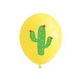 Gros plan sur un ballon en latex jaune de 12 pouces avec imprimé cactus pour fête - Motif Cactus / 12 Pouces / Jaune