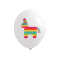 Détail d'un ballon en latex blanc de 12 pouces avec motif piñata âne arc-en-ciel - Piñata Pattern / 12 Pouces / Blanc