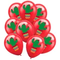Rode latex ballonnen met groene cactus print voor Cinco de Mayo feestdecoratie - Cinco de Mayo No. 3 / 12 Inch