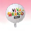 Round white foil balloon with Viva Mexico print for fiesta party decor - 18 Inch / VIVA MEXICO Round Ball