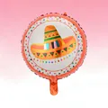 Festive orange Mexican Sombrero foil balloon for Fiesta carnival party decorations - 18 Inch / Sombrero Round Ball