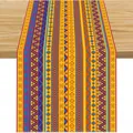 Vibrant Mexican Fiesta table runner featuring traditional colorful geometric stripe patterns - Style 49 / 183x33cm