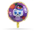 18-Zoll runder Tag der Toten Folienballon mit Zuckerschädel und Rosen für die Party - 18-Zoll Geist Bräutigam Runder Ballon