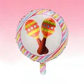 Colorful Mexican maracas theme round foil balloon for Fiesta party decoration celebrations - 18 Inch / Maracas Round Ball