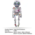 Full-body floral skeleton balloon for Day of the Dead party decoration, showing size specs - Floral Skeleton